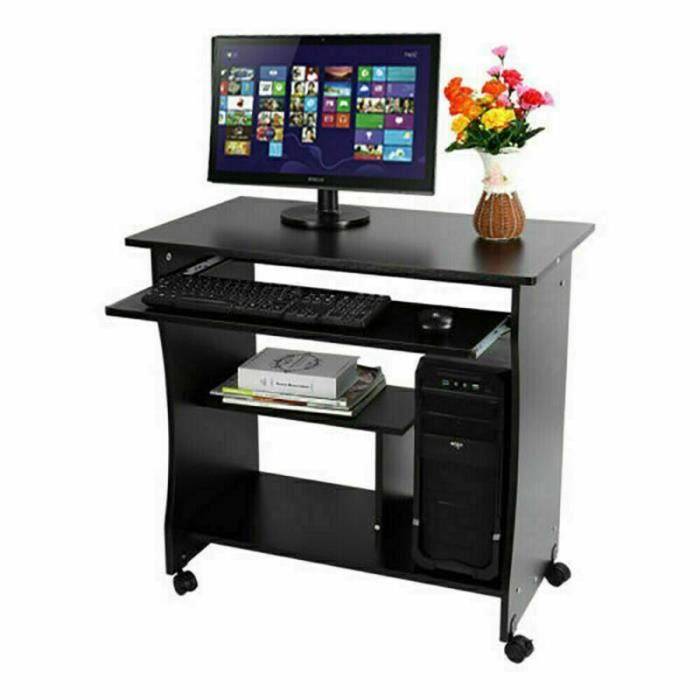 Bureau Informatique Bureau D Ordinateur Table D Ordinateur Etageres Petite Station De Travail A Roue Achat Vente Meuble Informatique Bureau Informatique Bureau Cdiscount
