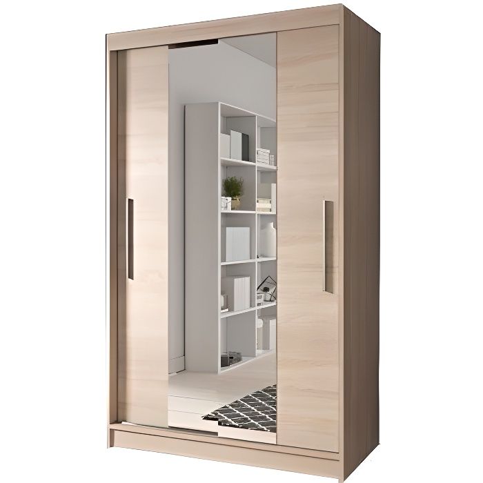 Armoire De Chambre Avec Miroir 2 Portes Coulissantes Style