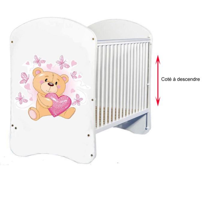 Lit Bebe Dessin Ours Rose Avec Cote Reglable Cdiscount Puericulture Eveil Bebe