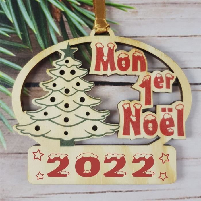 Décoration de Sapin Mon Premier Noël (Boule 1er noël) Sapin Bois