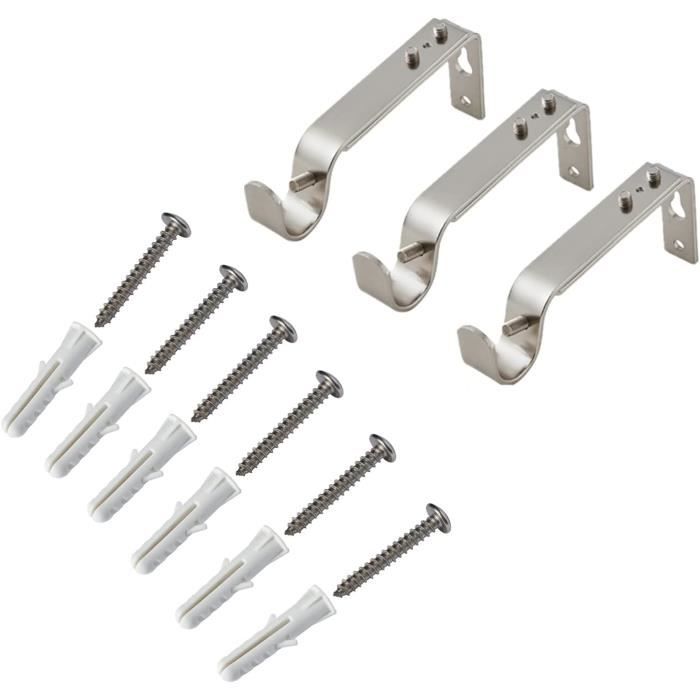 Support Rideau 3pcs Supports de Poteau Rideau Support Mural Tringle à Rideau Robuste ...