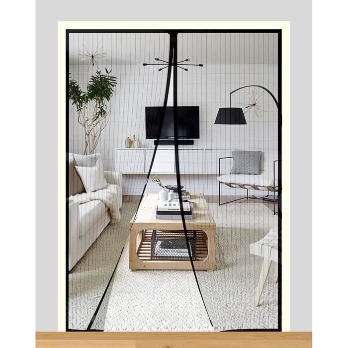 Rideau Moustiquaire Magnétique Pour Porte Ou Fenêtre - Protection Anti-insectes, Fermeture Automatique, Installation Facile - Blanc 150x250 Cm