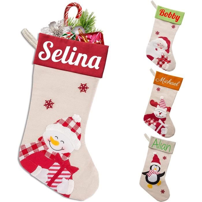 Chaussette de Noel Personnalisé avec Nom, Lot de 3 Grande Chaussettes