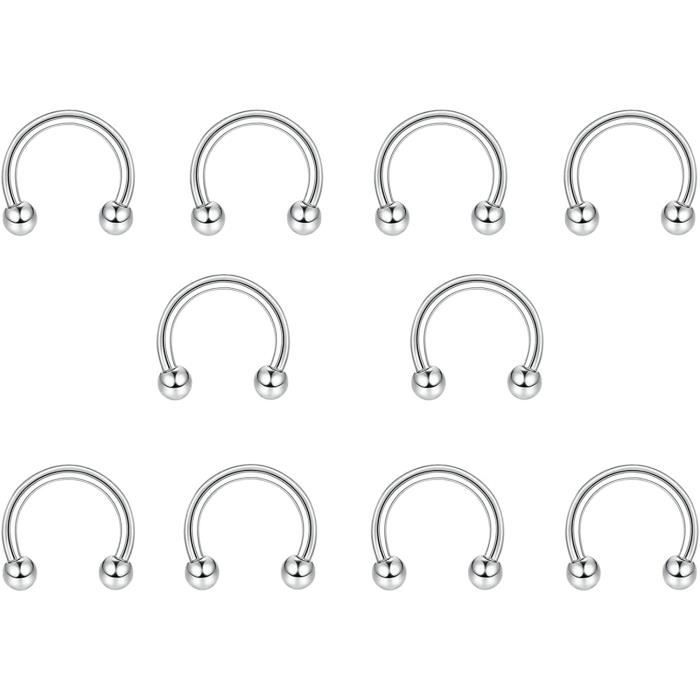 10 Piercings Nez 20G (0.8mm) - Anneaux Et Studs En Acier Inoxydable (or, Argent, Motifs Cz)