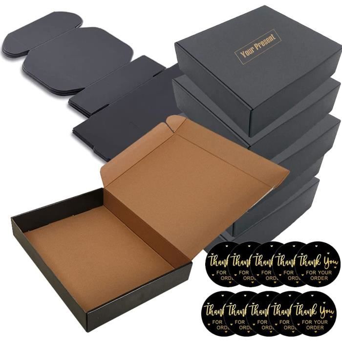 Boîtes Cadeau Kraft Noires Tinyyo – Lot De 10 – 20x10x? – Emballage Cadeau élégant