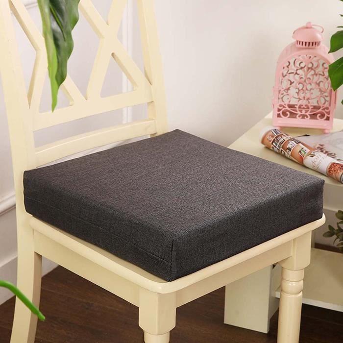 Coussin de chaise carré épais de 5-8-10 cm doux pour salle à manger ou jardin (40 x 40 x 10 cm gris foncé)[125]