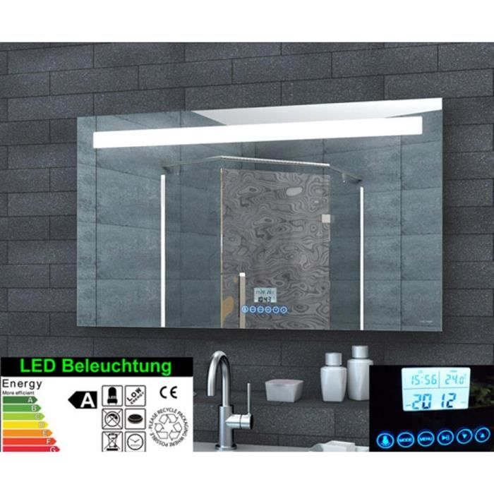 Miroir De Salle De Bain Led Avec Horloge Radio Mp3 Touch