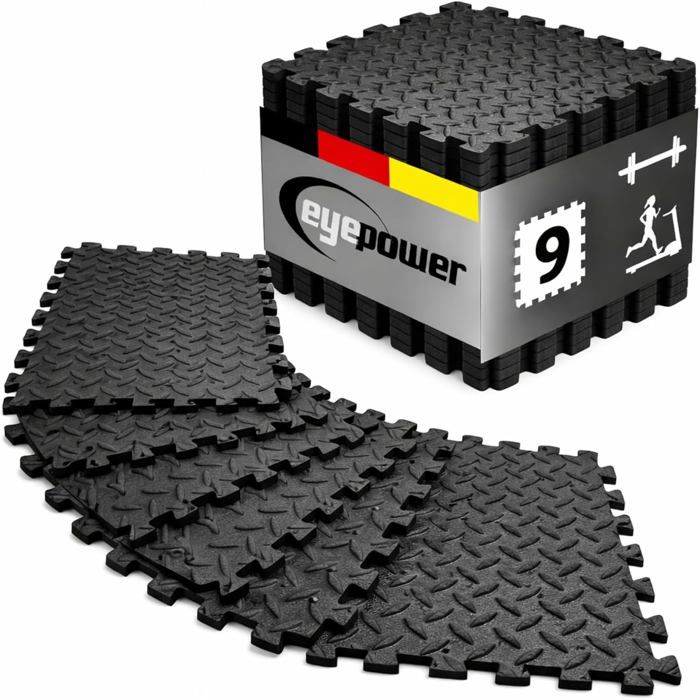 Tapis Puzzle de Fitness noir 9 fragments de 30x30x1 cm Tapis Puzzle de Fitness noir 9 fragments de 30x30x1 cm