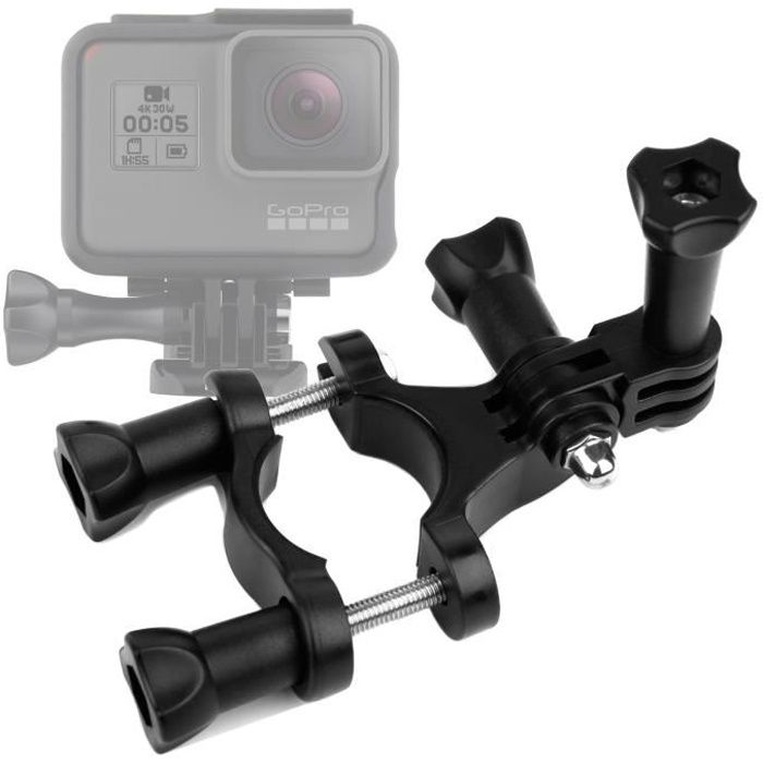 Support Guidon Universel Pour GoPro Hero 4/5/6 - Vélo Moto - Pince Alu Noire