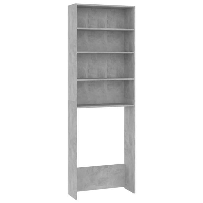 Meuble pour machine à laver Meuble de salle de bain Eleganter - Meuble WC Gris béton 64x24x190 cm