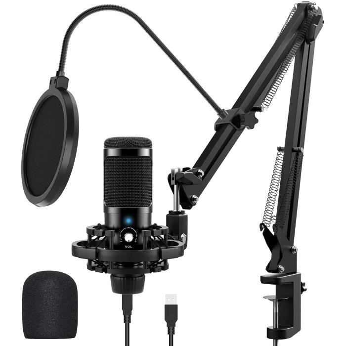 support anti-chocs JEEMAK Support de microphone réglable avec bras de suspension en acier durable filtre anti-pop 