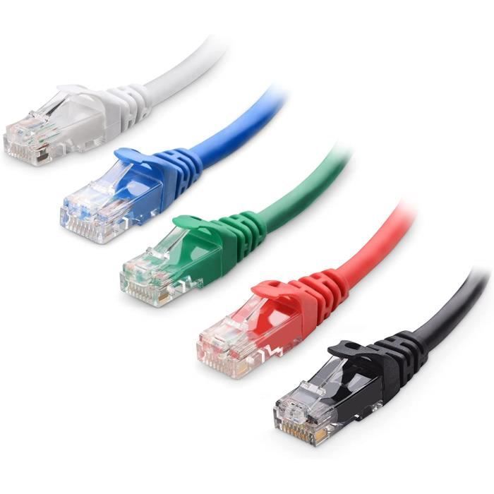 10 Gbit-S Câble Ethernet Court, Combo 5 Couleurs Cat6 Snagless 0,9M (Câble  Ethernet Cat 6, Câble Rj45 Cat 6) 0,9 Mètres[H3638] - Cdiscount Informatique