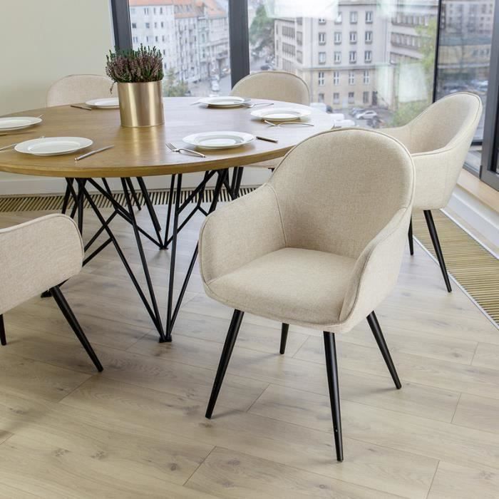 Chaise Salle A Manger Chaise Tapissee Bill Beige Noir