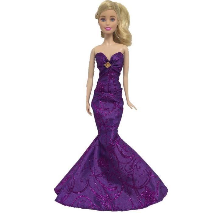 Mode Robe De Soiree Mariage Sirene Pour 30cm Poupee Barbie Violet Longue Queue Poupee Non Incluse Achat Vente Accessoire Poupee Cdiscount