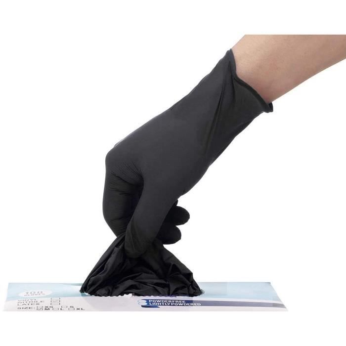 Gants Jetables Latex Noir - Sans Poudre - Taille M - Lot De 100 - Résistants Et Élastiques - EN 455/374