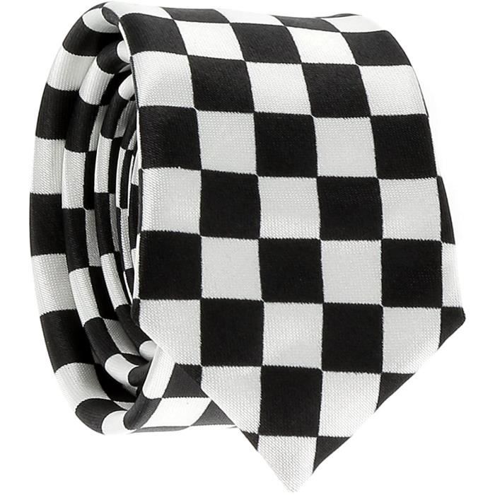 Cravate Fine à Pois Noirs Et Blancs Pour Homme 6,4 Cm, Noir Et Blanc., Taille Unique