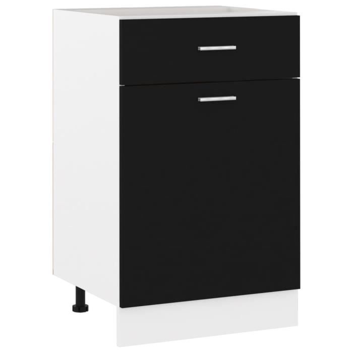 Armoire de cuisine - Noir - 50x46x815 cm - Aggloméré - Montage facile - Fixation murale incluse