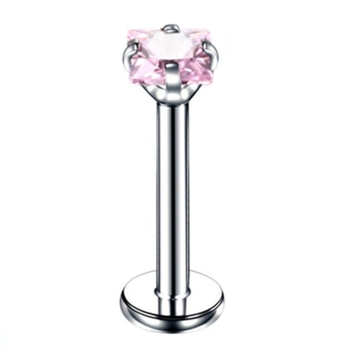 ZS - Lot De 7 Anneaux De Piercing Pour Lèvre 16G - Forme C Et U En Acier Inoxydable - Avec Opale Et Zircone Cubique - Pour Homme Et Femme - 5