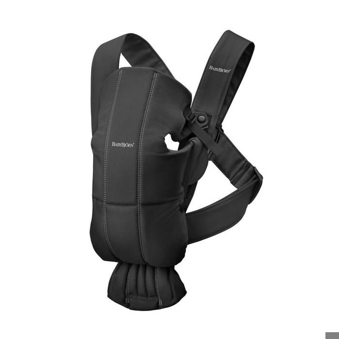 BabyBjörn Porte-bébé Mini - Tissé - Noir - Support avan