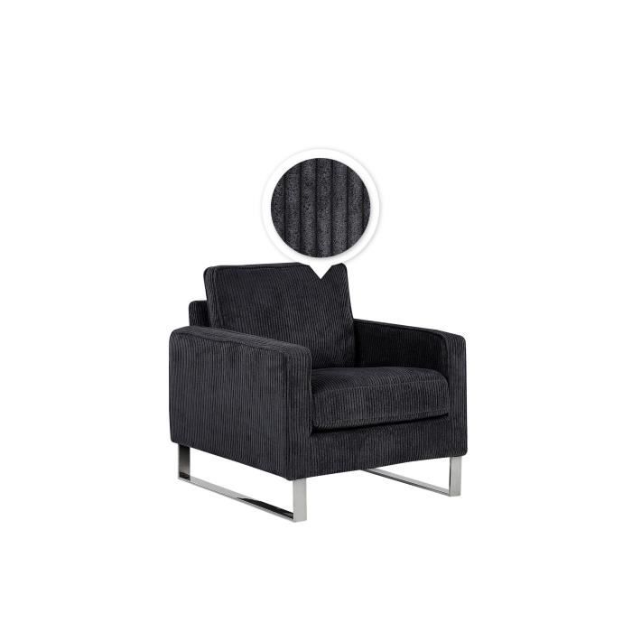 Fauteuil en velours côtelé noir VIND