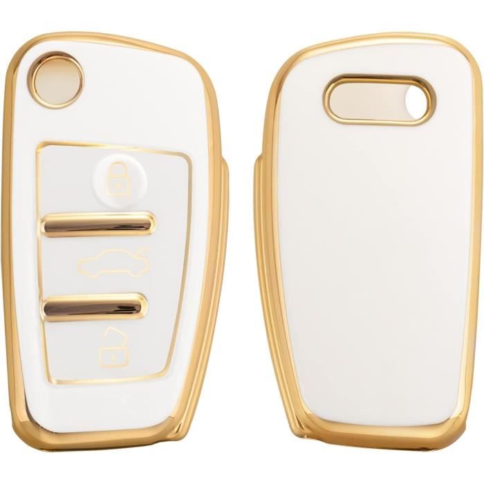 Coque Silicone Pour Clé Audi 3 Touches - Protection Souple Blanche Et Noire - Kwmobile