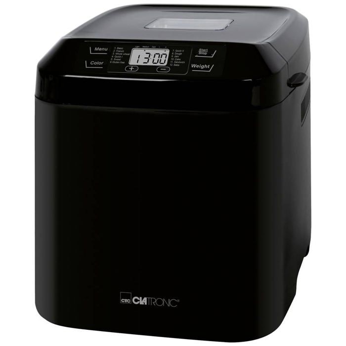Clatronic® Machine à pain | Préparation automatique & fonction maintien au chaud | Machine à pain avec minuterie | Utilisation simple via écran | 12 programmes de cuisson | BBA 3774