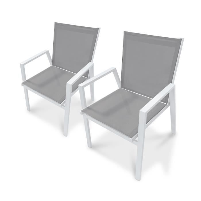 fauteuil de jardin empilable en aluminium blanc - dcb garden - floride - confortable et tendance