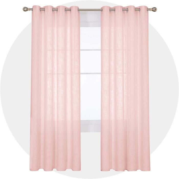 Deconovo Lot De 2 Rideaux Chambre Fille Bebe A Oeillets Simili Lin Rideau Rose Salon Chic Design 132x138 Cdiscount Maison