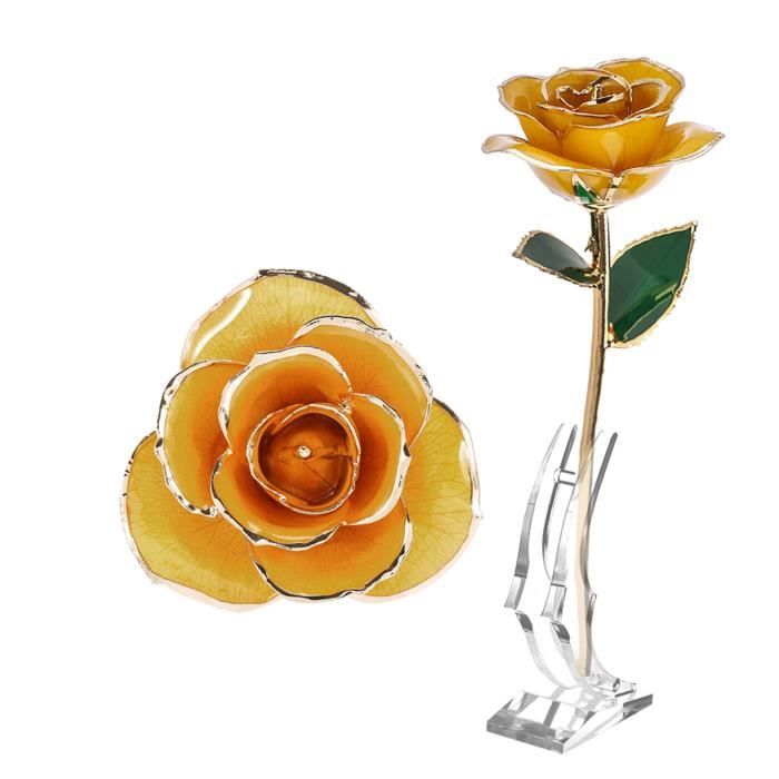 LovFaith Véritable rose trempée d'or 24 carats avec support en cristal, meilleur cadeau de Saint-Valentin, d'anniversaire de mariage, Noël (A1. Rouge – 4 cm de diamètre Petite taille Bouton de rose