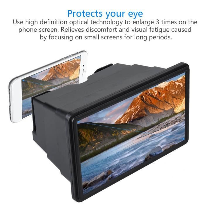 Ninevi Loupe Écran Téléphone Portable 14" 3D HD Avec Support Pliable - Noir