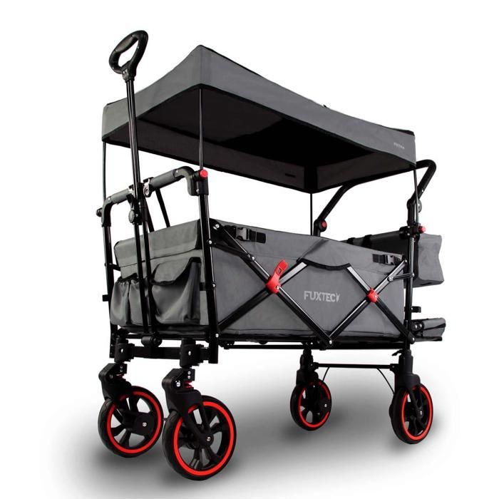Chariot de transport enfant - Gris - FUXTEC Premium Cruiser - pliable charge 75 kg