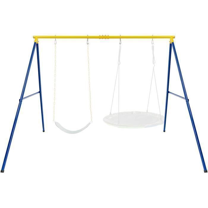 Portique de Balançoire en Métal Robuste - GOPLUS - Charge 300kg - Support de Nid dOiseau - Pour Balançoires