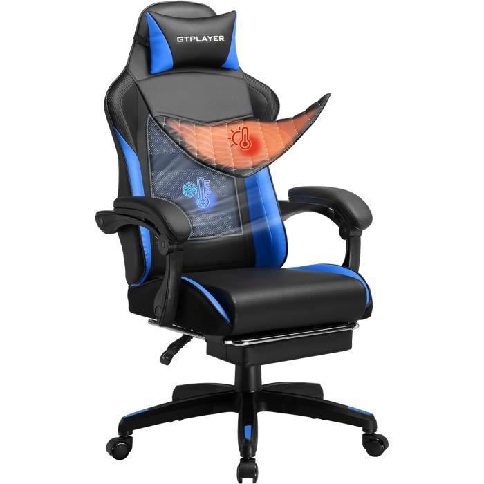 Chaise Gaming - GTPLAYER - Modèle Confort - Bleu - Réglable en hauteur - Support lombaire
