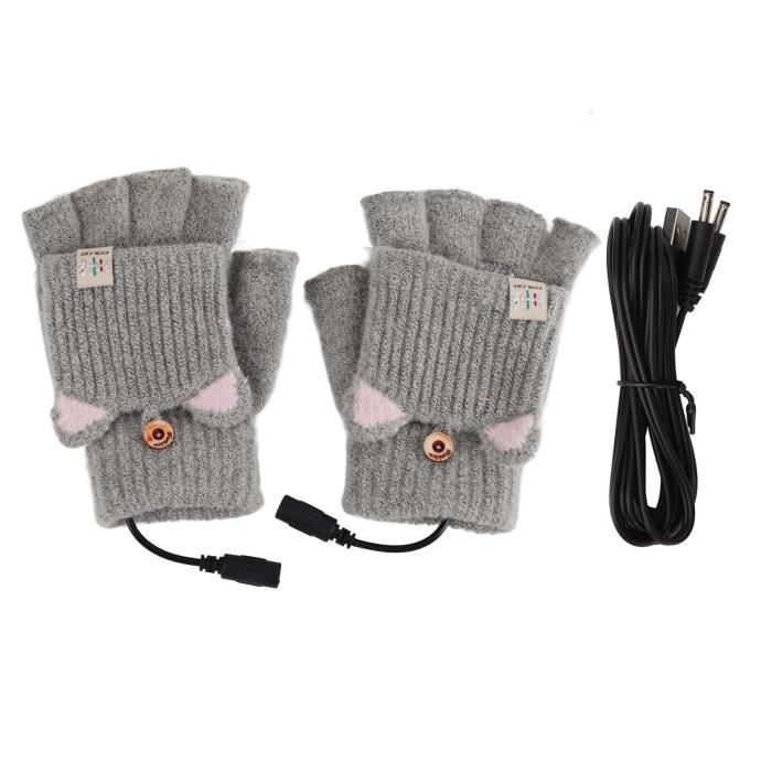 hililand gants chauffants sans doigts gants chauffants usb mitaines hommes femmes hiver tricoté sans doigts chauffe-mains gants