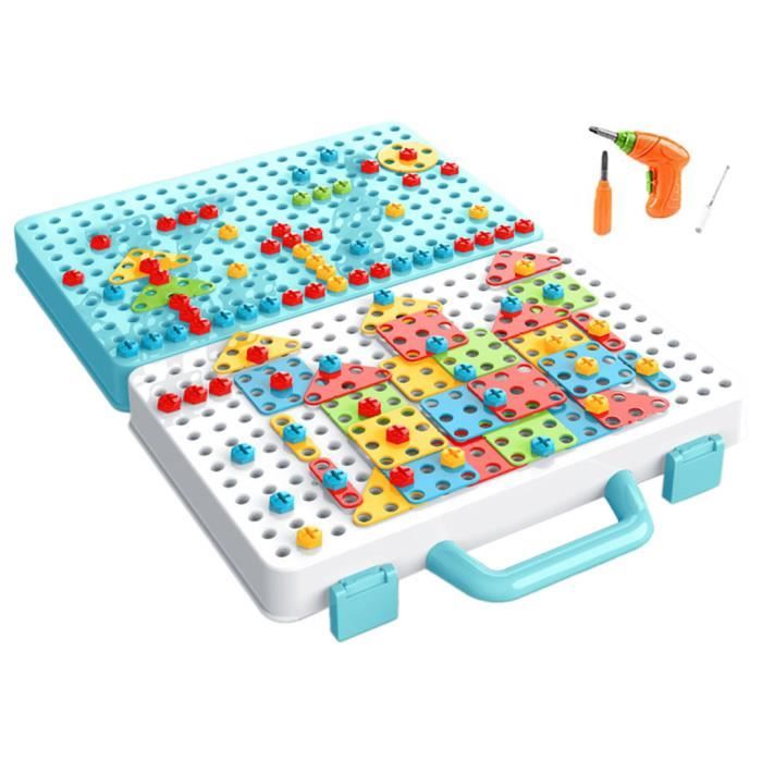 Jeu Mosaïque Montessori Enfant 2-5 Ans | 20 Cartes + 46 Boutons Colorés | Apprentissage Couleurs, Motricité Fine | Loisir Créatif éducatif