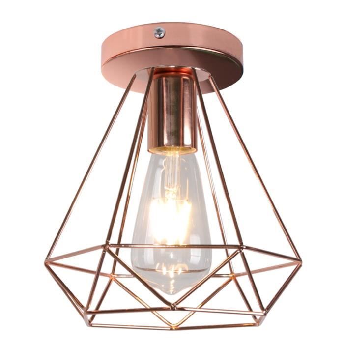 IDEGU Plafonneir en Fer Forgé Industrielle Lampe Plafonnier en Cage Diamant Vintage pour Couloir Cafe Bar