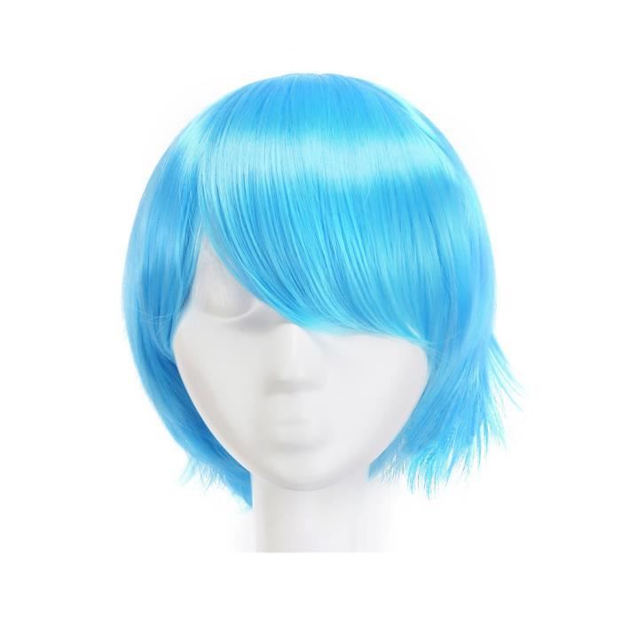 perruque bleue courte