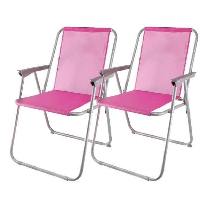lot de 2 chaise de plage pliante, chaise camping d’extérieur - longueur 45 x profondeur 54 x hauteur 75 cm-juanio
