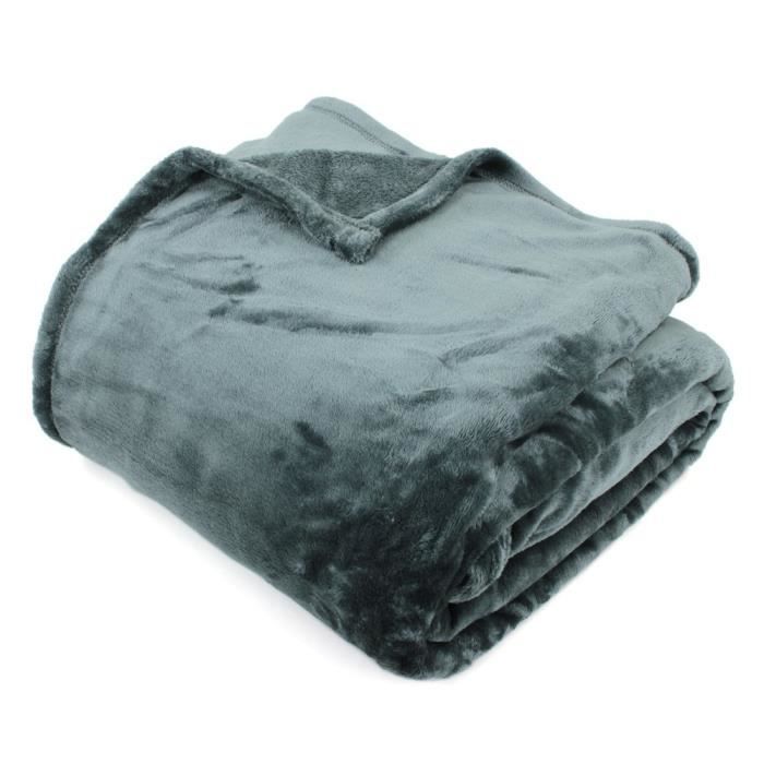 Couverture polaire 220x240 cm Microfibre 100% Polyester 320 g/m2 VELVET  Gris Acier 240x220 - Cdiscount Maison