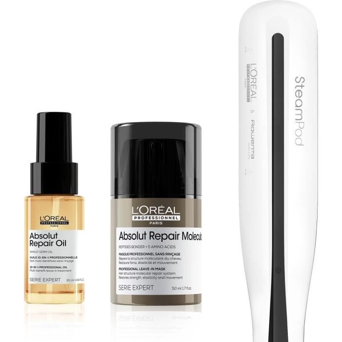 Lisseur vapeur + 2 soins LOREAL Steampod 3.0 X Huile Absolut Repair X Masque Absolut Repair Molecular