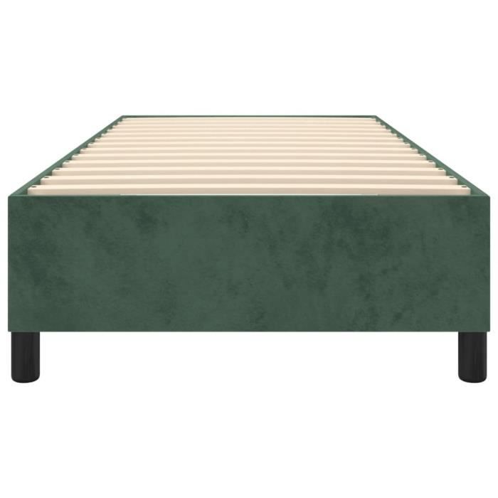 Sommier à ressorts de lit - MOTHINESSTO - Vert foncé 90x200 cm - Velours - Pieds de lit inclus