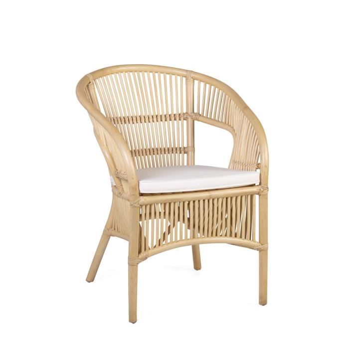 fabiano - fauteuil en rotin avec coussin 60 x 67 x 81