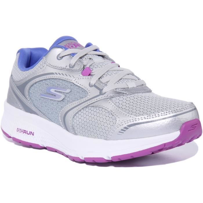Baskets de course lacets Skechers Go Run Consistent Chandra Argent Violette Femme