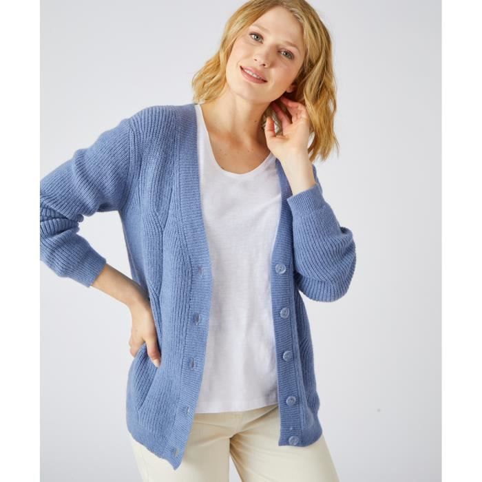 Gilet Damart Gilet m lange alpaga Bleu Gris Bleu gris