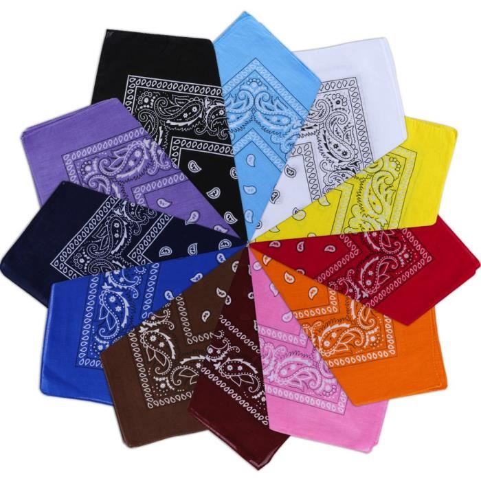 600PCS Bandanas Cheveux Homme et Femme, Enfant -6/12 Couleurs Foulard  Bandeau Multicolor Multifonction Cou Tête Echarpe Mouchoirs