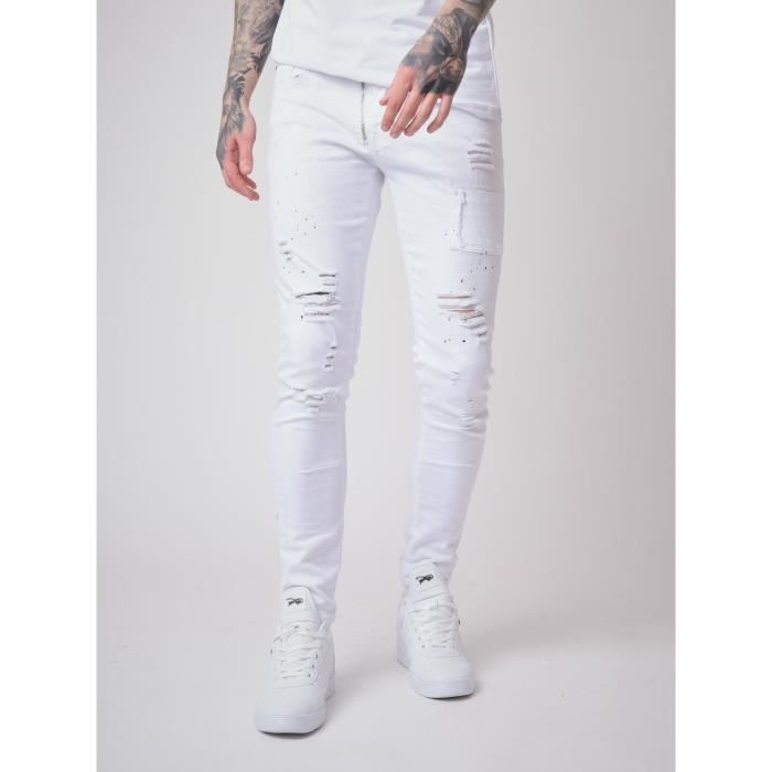 PROJECT X PARIS Jean Skinny tachet Homme Blanc Cdiscount