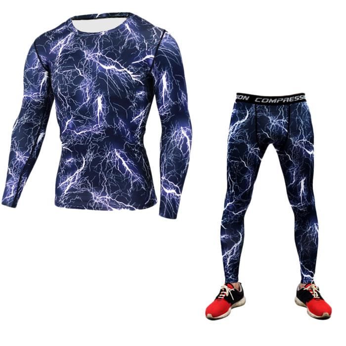 Vêtement Fitness Homme Ensemble Sport Compression LucaSng 5 Pièces - Homme Fitness Running Cyclisme Hoodie Legging Short Sport