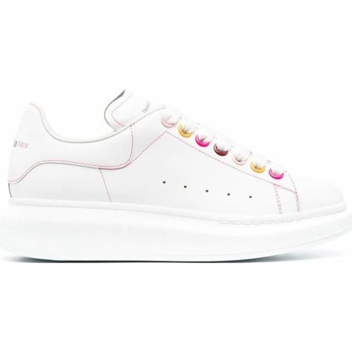 ALEXANDER MCQUEEN FEMME 553770WHZ4S9466 BLANC CUIR BASKETS Blanc -  Cdiscount Chaussures