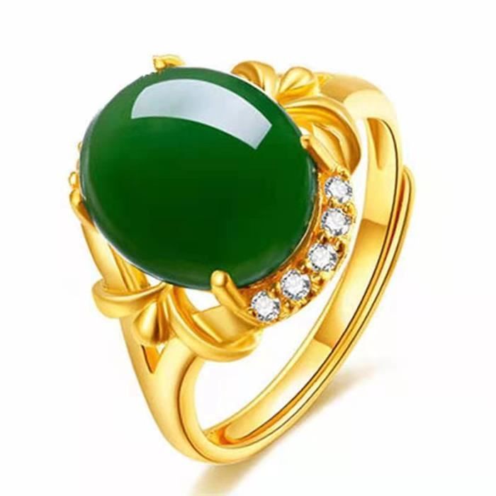 Bague Femme Alliance RMEGA Plaqué Or 18K Zircon et Cristaux Vert