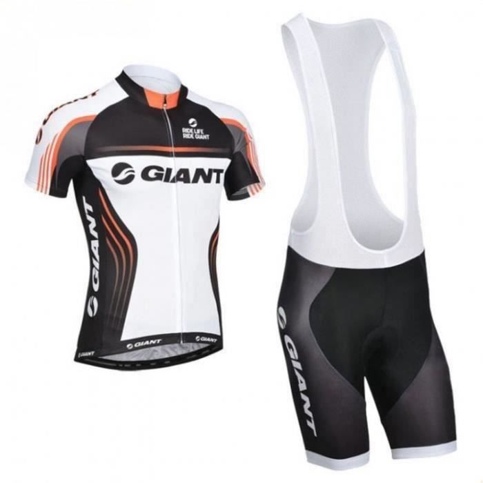 Maillot de Cyclisme Homme Manches Courtes Cuissard a Bretelle Velo VTT GEL Blanc Tenue de Cycliste Cdiscount Sport